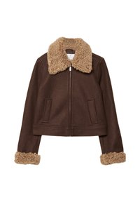 WITH DETAIL - Kunstlederjacke - dark brown