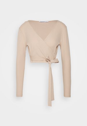 FIXED WRAP WITH LONG SLEEVES AND TIE - Camisola de manga comprida - stone