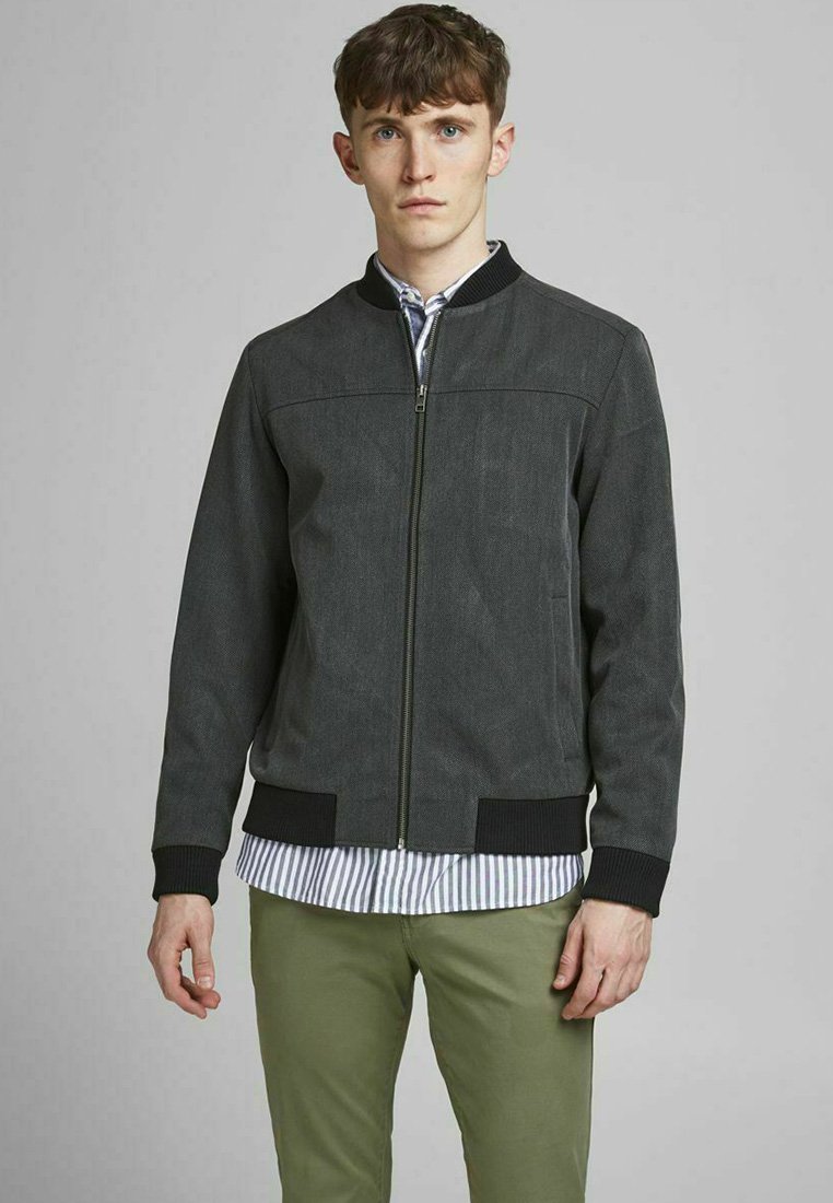 dark gray bomber jacket