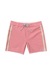 Bañador rosa hecho de una mezcla de algodón, con cordón blanco, rayas beige en los lados y un pequeño logo en la parte inferior izquierda.