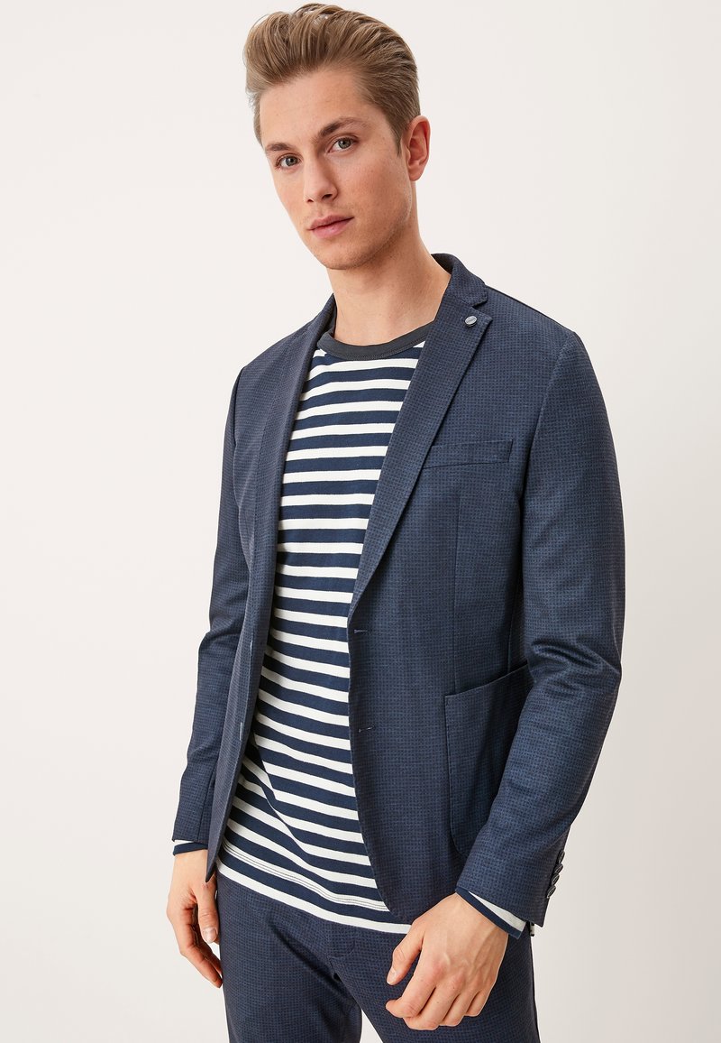 s.Oliver SLIM VESTON STYLE JOGGING Blazer navy check/donkerblauw