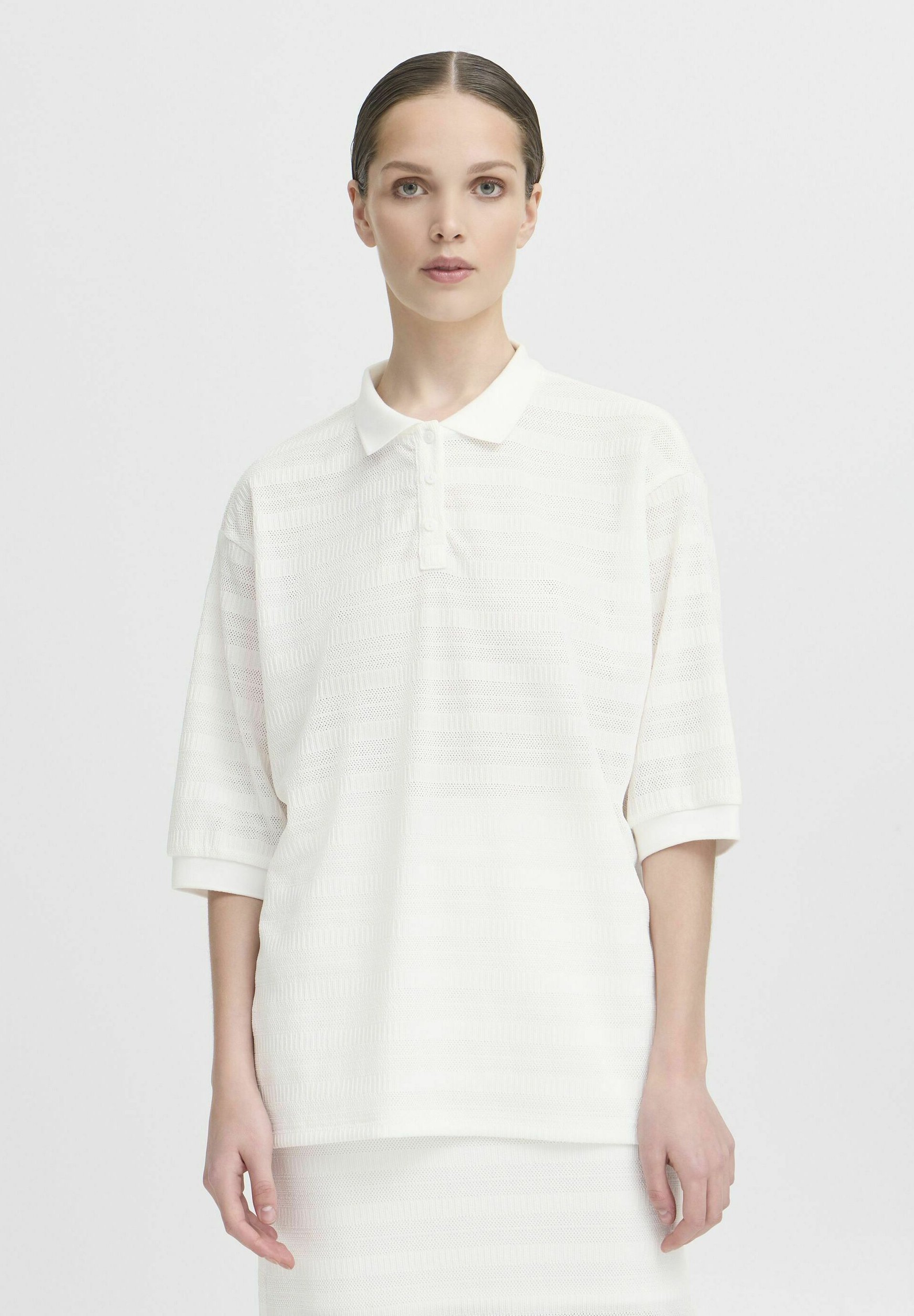 売れ筋商品|||イチ Tシャツ レディース トップス IXKNITTY - Polo shirt - cloud dancer ICHI IXKNITTY - Polo shirt - cloud dancer/white - Zalando