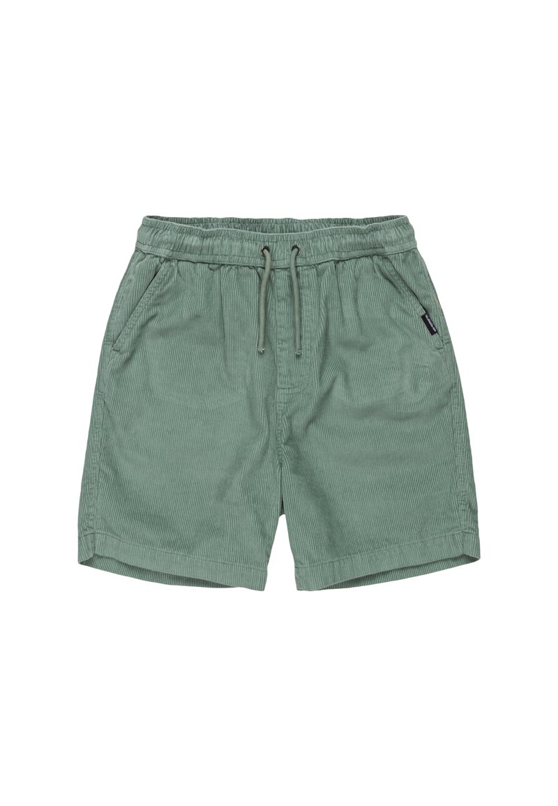 Ljust gröna kordshorts med elastisk midja, justerbar snörning och sidofickor. Har en subtil ribbad struktur.