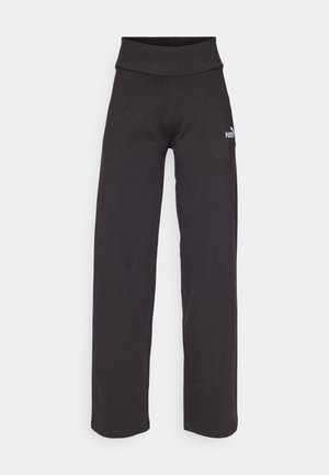 Schwarze, weite Hose aus weichem Material mit hohem Taillenbund. Mit einem dezenten Logo an der Seite, eignet sich für Freizeitbekleidung oder Sport.