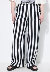 Studio Untold WIDE LEGS STREIFEN ELASTIKBUND - Kalhoty - black