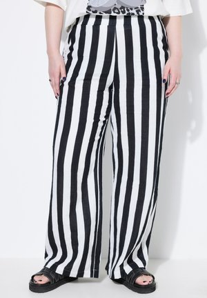 Studio Untold WIDE LEGS STREIFEN ELASTIKBUND - Kalhoty - black