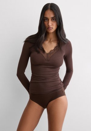 Intimissimi, V-NECK ULTRALIGHT - Top s dlouhým rukávem - brown