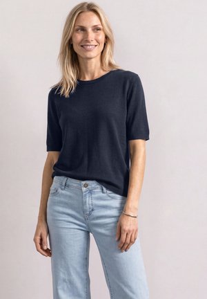 Street One, KURZARM PULLOVER MIT RUNDHALS IN UNIFARBE - T-shirt basic - darkest blue
