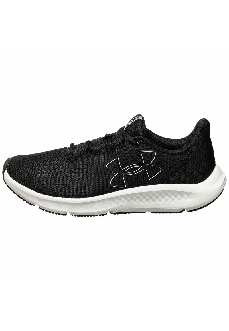 Under Armour - CHARGED PURSUIT - Neutralios pronacijos bėgimo bateliai - black white, Padidinti