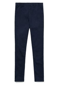 Bordo plava elastična tajice s glatkom teksturom i prilagođenim dizajnom. Nema vidljive opreme ili uzoraka. Jednostavna, bešavna konstrukcija.