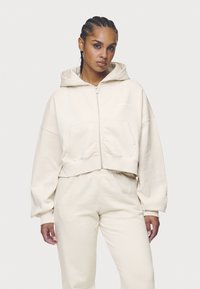 Pegador LANA LOGO CROPPED ZIP HOODIE - Φούτερ με φερμουάρ - washed coast/sand white