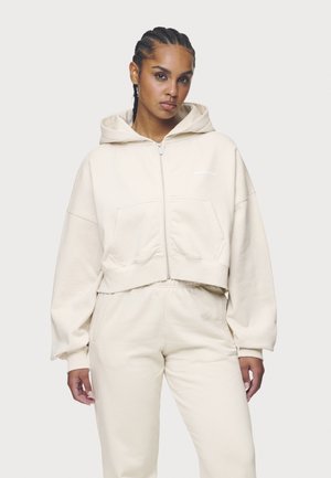 LANA LOGO CROPPED ZIP HOODIE - Φούτερ με φερμουάρ - washed coast/sand white