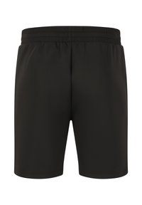 Svarta shorts i mjukt tyg, med elastisk midja utan fickor. Enkelt design utan synliga mönster eller detaljer.