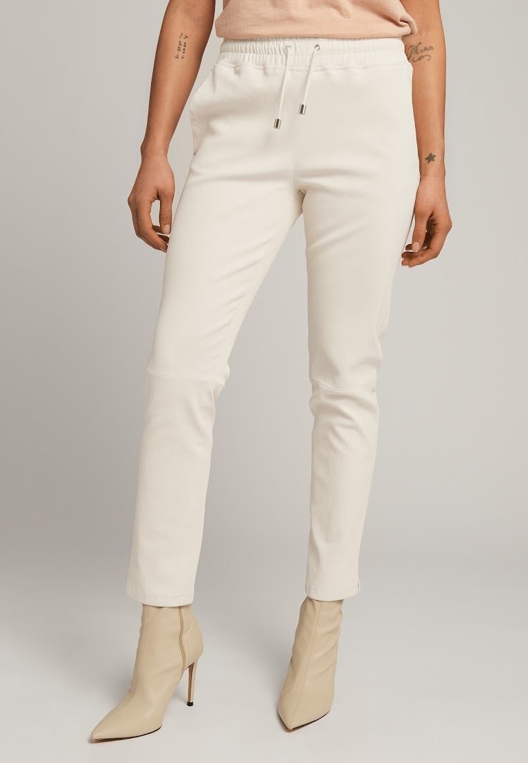 STUDIO AR Leren broek - milk/crème - Zalando.nl