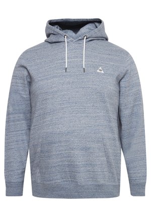 Zila heatheringtēta džemperis ar pielāgojamu kapuci, ribinātiem piedurkņu galiem un apakšmalu, ar mazu trīsstūra logo uz krūtīm. Mīksta tekstūra.