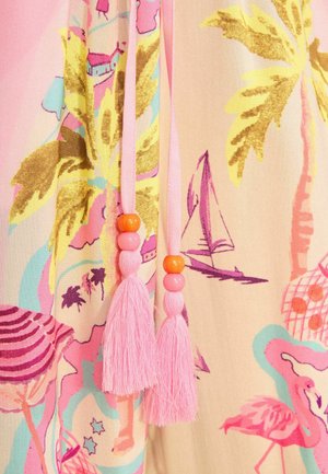 Love & Roses, REGULAR FIT - WIDE LEG BEACH TROUSERS . - Bukser - pink palm print