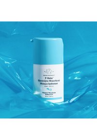 F-Balm Electrolyte Waterfacial, 50 ml. Features a white and light blue bottle with a pump lid. Text includes product name and ingredients.