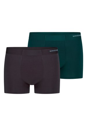 To herre boxer briefs i sort og mørkegrøn med et logo på linningen, vist mod en hvid baggrund.