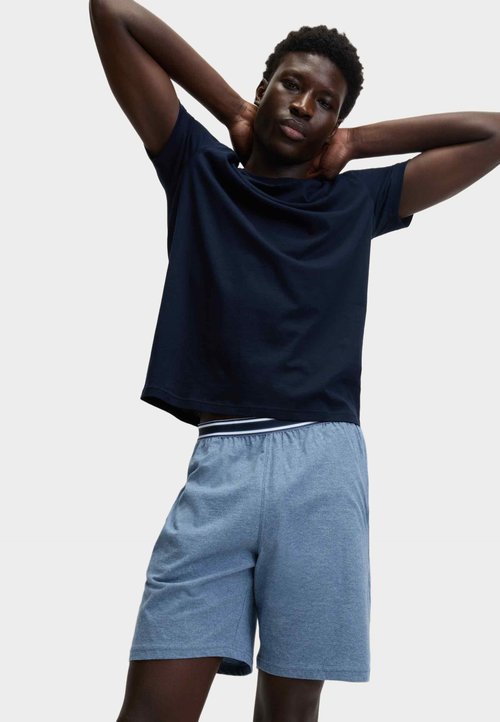 Pigiama Donna In Puro Cotone Marks & Spencer – Stampa A Scacchi Blu Navy, Maniche Corte - Foto 5