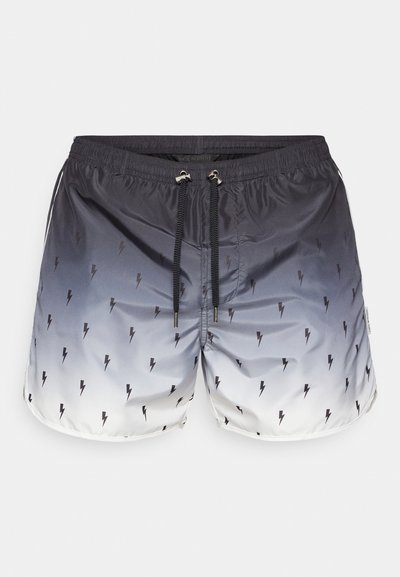 Neil Barrett SCREEN PRINT ALL OVER BOLT SWIM - Short de bain - black/white