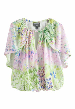 Next, REGULAR FIT - NATIONAL TRUST X SHORT SLEEVE CAPE TOP . - Blouse - green pink floral