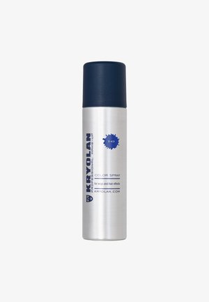 Silberne Spraydose mit dunkelblauem Deckel, beschriftet mit Kryolan Professional Make-up Color Spray D43 für Perücken und Haareffekte.