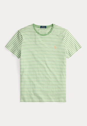 CUSTOM SLIM FIT STRIPED JERSEY 
 - T-shirts med print - outback green/white