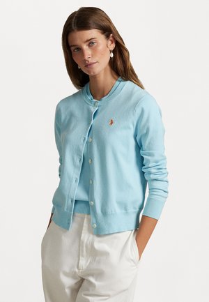 COTTON CREWNECK CARDIGAN - Strickjacke - acadia blue