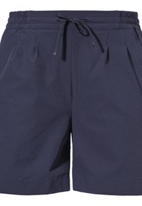 Marineblaue Shorts aus leichtem Material, mit elastischem Bund und Kordelzug sowie vorderen Falten für einen lockeren Sitz.