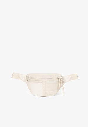 Fanny pack i off-white stof med en rund form. Har en frontlomme med lynlås, justerbar rem og dekorative snore detaljer.