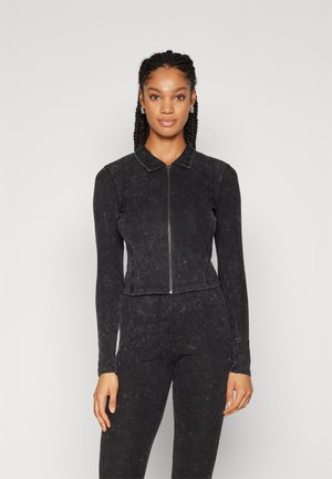ONLY ONLLEX ZIPPER CARDIGAN - Φούτερ με φερμουάρ - black detail/washed
