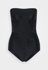 SOLID FRILLED STRAPLESS SWIMSUIT - Kopalke - black