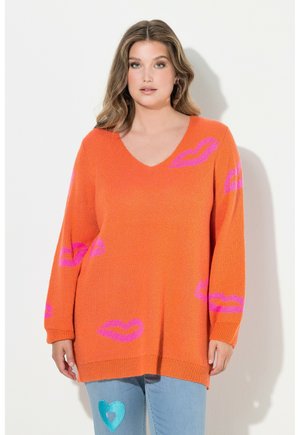 STRAIGHT FIT KUSSMÜNDER V-AUSSCHNITT - Maglione - light orange