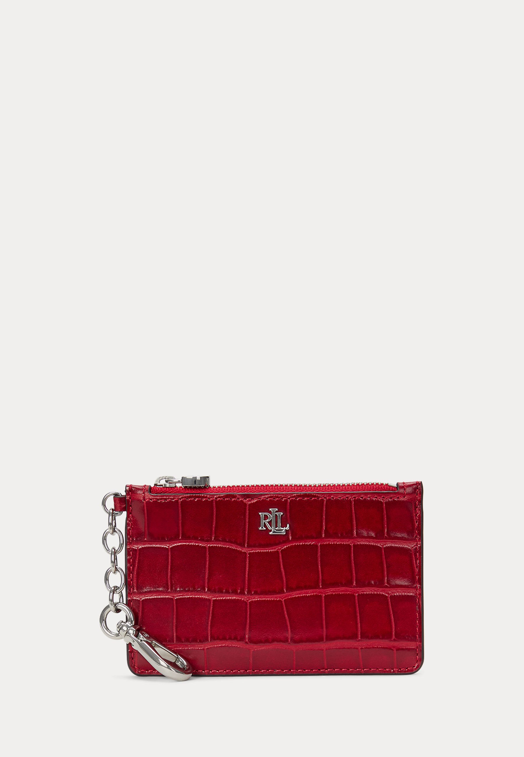 Lauren Ralph Lauren CROC-EMBOSSED LEATHER ZIP CARD CASE Wallet