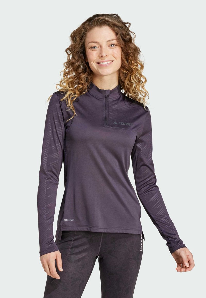 Adidas Terrex TERREX MULTI HALF ZIP LONGSLEEVE TEE - Pitkähihainen paita - aurora black