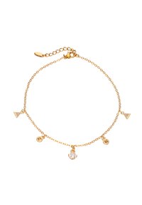 Aranylánc karkötő geometrikus medálokkal: két h�áromszög, egy csillag, egy kristálycsepp, karabinerzárral és hosszabbító lánccal az állítható illeszkedés érdekében.