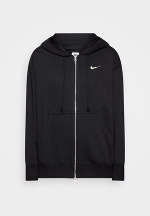 Mustikas värvi tõmblukuga kapuutsiga sviiter, millel on pehme kangas, ees taskud, ribatega mansetid ja rindkeres väike valge Nike logo.