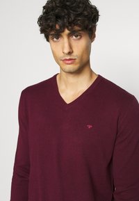 TOM TAILOR V NECK  - Pullover - wine red melange