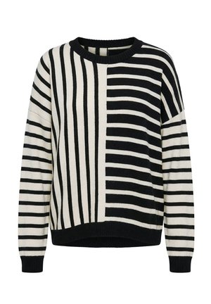 Ulla Popken, PULLOVER, STREIFENMIX, OVERSIZED, RUNDHALS, LANGARM - Jersey de punto - black