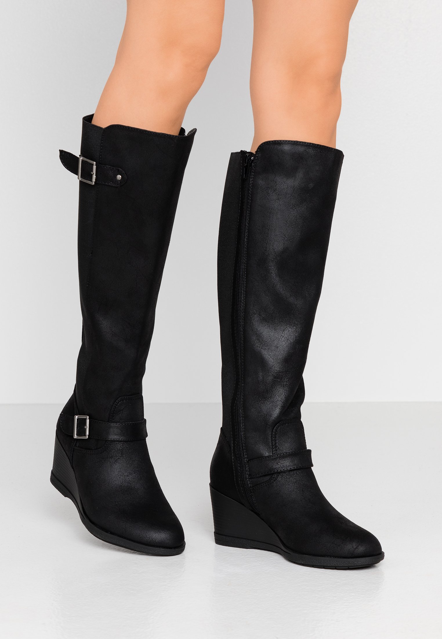 Simply Be WIDE FIT SALLY KNEE HIGH WEDGE BOOT Stövlar med Simply Be WIDE FIT SALLY KNEE HIGH WEDGE BOOT Stövlar med