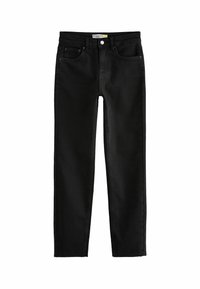 Zwarte denim jeans met een rechte pijpdesign, vijf-pocket stijl en een klassieke knoopsluiting. Bevat subtiele stiksels en een soepel textuur.