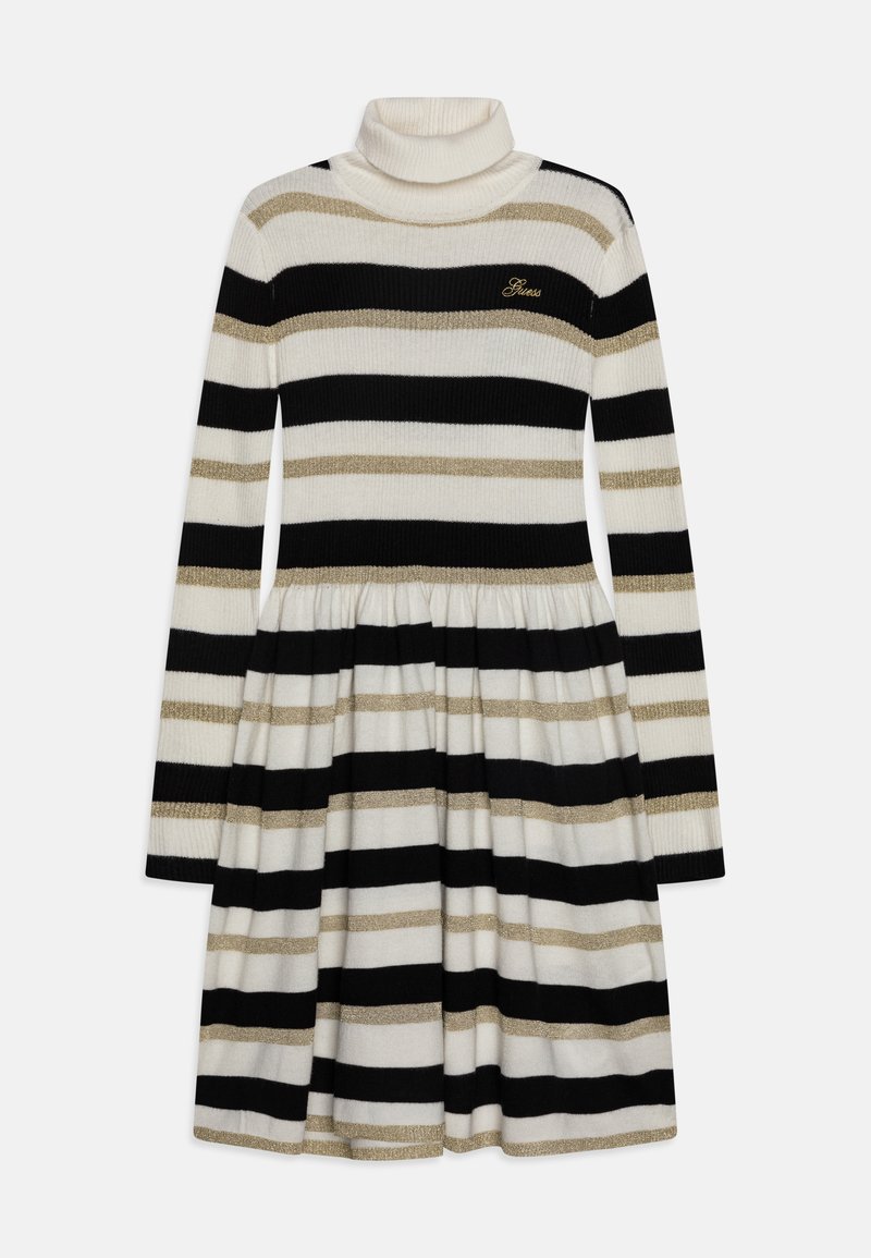 Guess JUNIOR DRESS Strikket kjole black/white/gold/svart Zalando.no