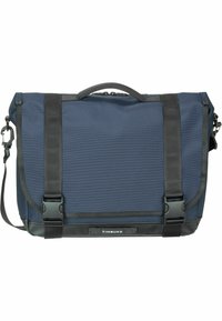 Borsa a tracolla blu navy realizzata in tessuto resistente, con manico superiore e tracolla regolabile. Caratterizzata da cinturini neri e chiusura a fibbia.