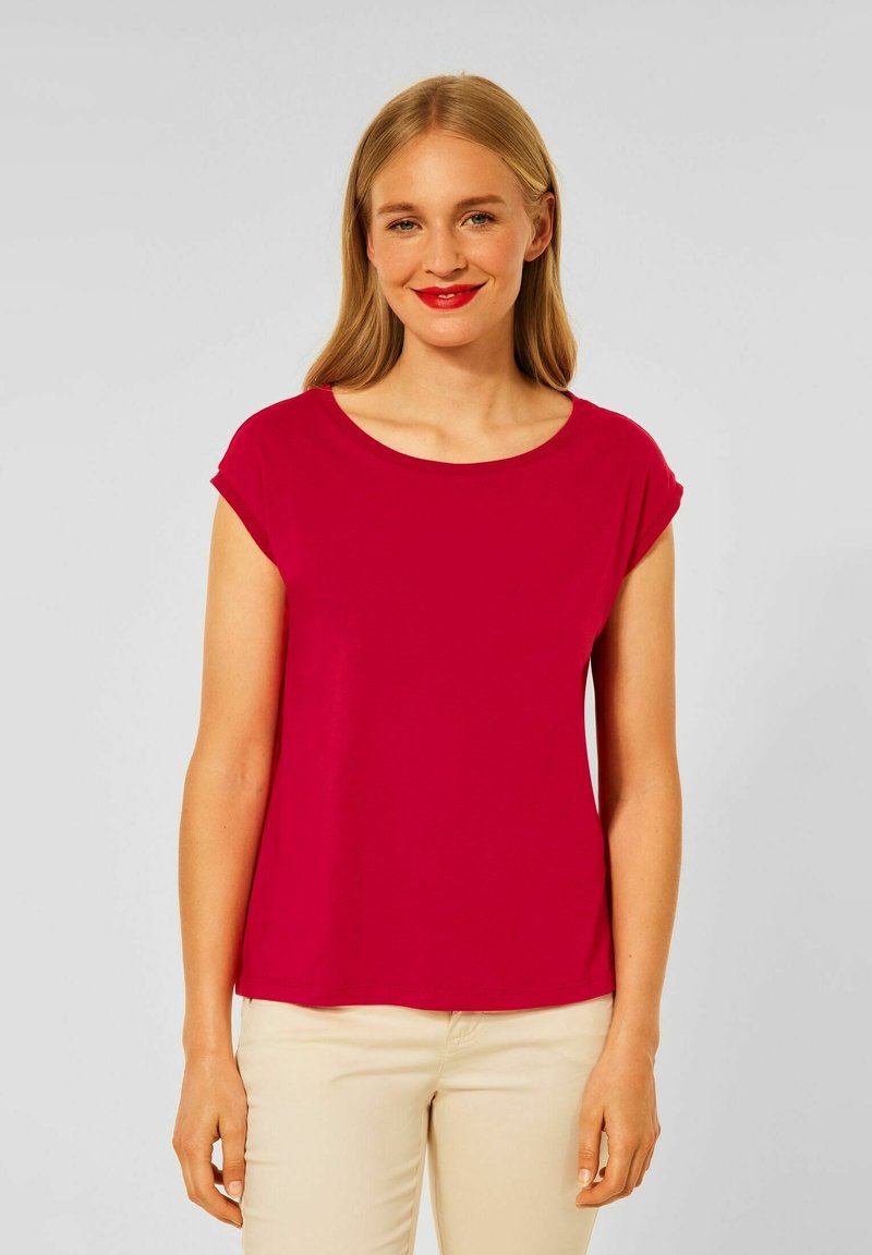 Damen T-Shirts | Street One RIPPDETAILS T-Shirt basic rot/rot-metallic - HH90145 Damen T-Shirts | Street One RIPPDETAILS T-Shirt basic rot/rot-metallic - HH90145