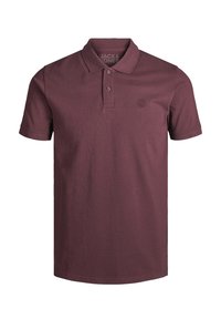 Polo en bourgogne en mélange de coton, doté d'un col classique, de deux boutons et d'un logo discret sur la poitrine gauche. Manches courtes avec des bords nets.