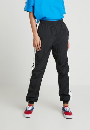 LADIES STRIPED CRINKLE PANTS - Tracksuit bottoms - black/white