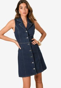 Lipsy REGULAR FIT - COLLARED  - Farkkumekko - dark wash blue