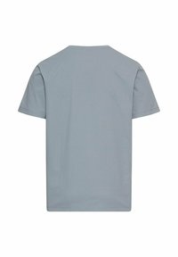 Grå T-shirt med korte ærmer og rund halsudskæring, lavet af blødt stof, med et ensfarvet design og almindelig pasform. Ingen mønstre eller udsmykninger.