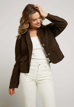 INES - Veste en similicuir - chocolat