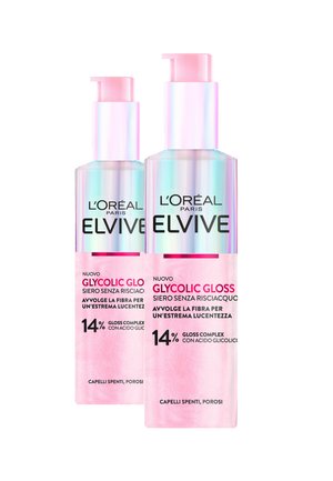 ELVIVE GLYCOLIC GLOSS SIERO SENZA RISCIACQUO CON ACIDO GLICOLICO PER CAPELLI SPENTI E POROSI, AVVOLGE LA FIBRA PER UN'ESTREMA LUCENTEZZA, 150 ML - 2 PACK - Trattamenti capelli